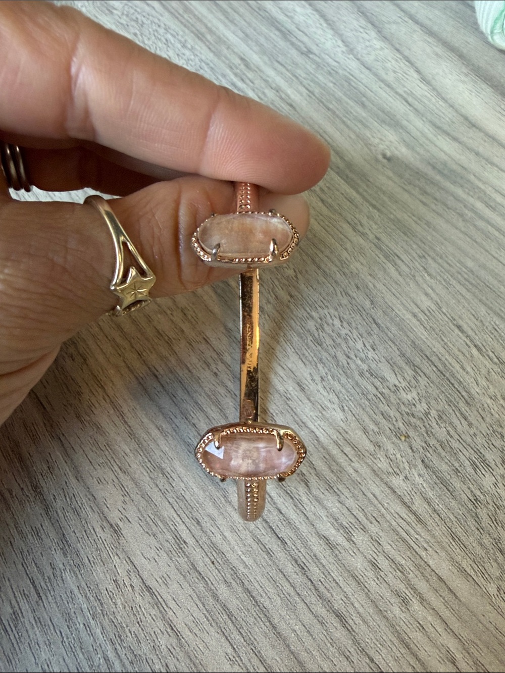 Kendra Scott Rose Gold Open Cuff Bracelet with Pale Pink Stones
